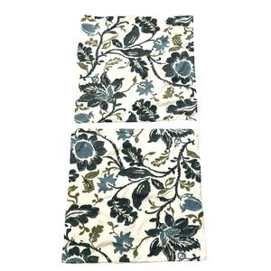 Pottery Barn Crewel Jacobean Floral Embroidered Pillow Covers Only Set 2 23x23